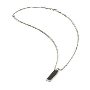 Halskette aus Edelstahl mit geschmiedetem Karbon-Finish - Galli Silver Black